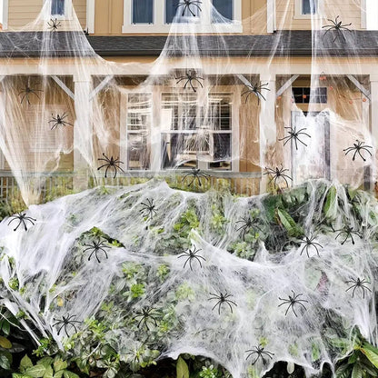 200 Sq Ft Halloween Spider Web Decorations – Spookiest House on the Block