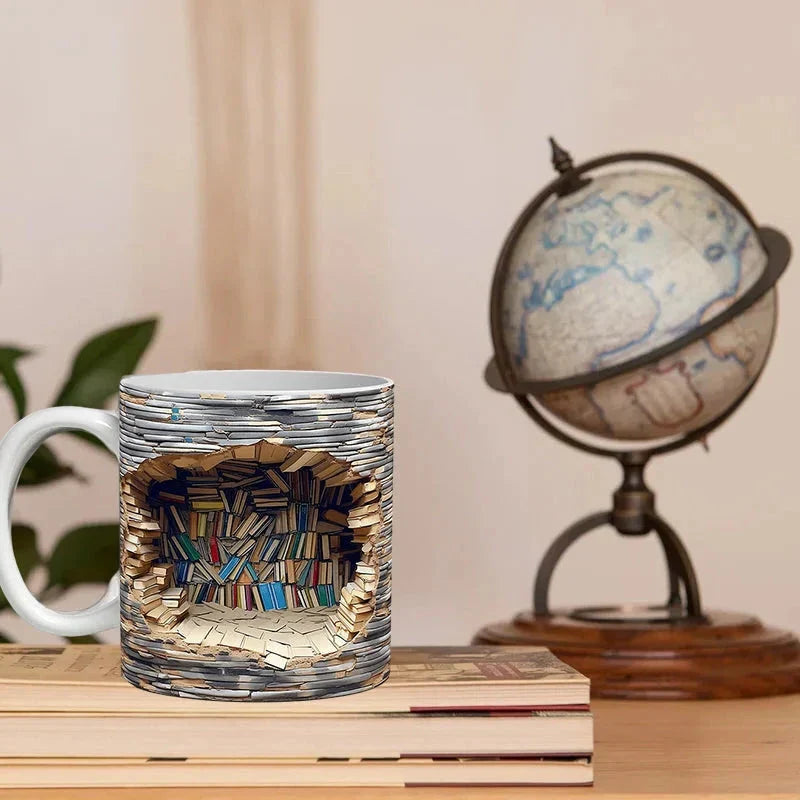 3D Bookshelf Coffee Mug – The Perfect Gift for Book Lovers