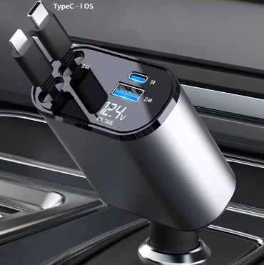 120W 4-in-1 Retractable Car Charger – Charge Everything, Every Drive
