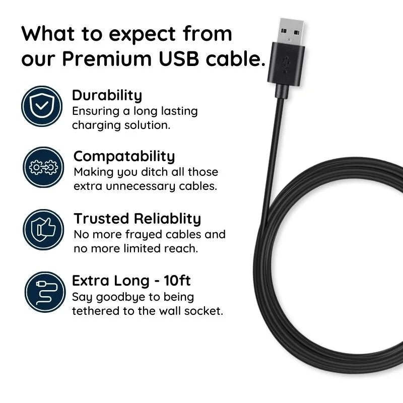 10ft Premium Micro USB Cable – Faster Charging, Built to Last