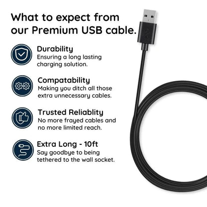 10ft Premium Micro USB Cable – Faster Charging, Built to Last
