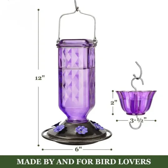 24oz Leak-Proof Glass Hummingbird Feeder – More Visitors, Less Mess