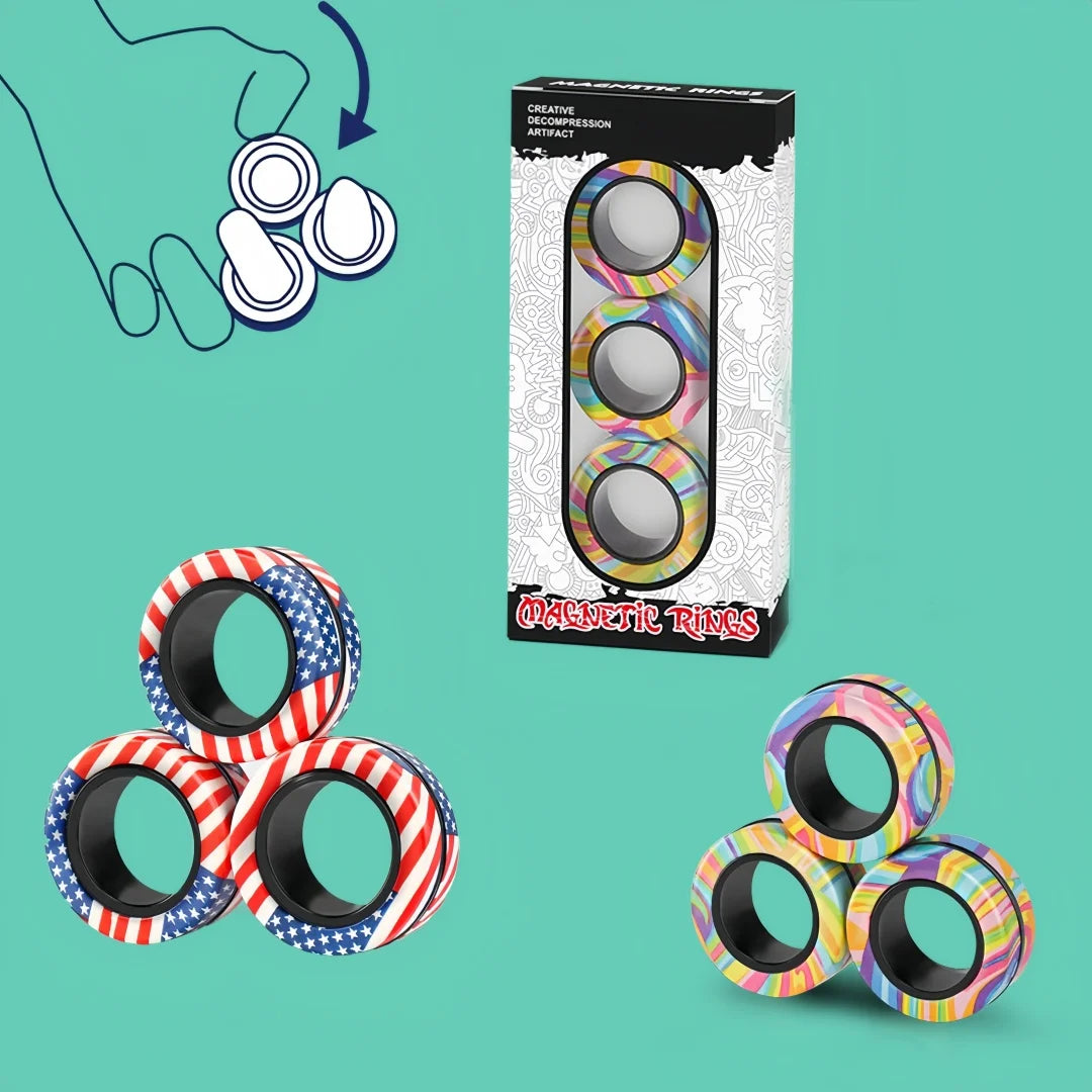 Magnetic Fidget Ring Set – Spin, Stack & De-Stress