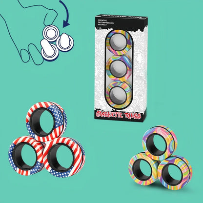 Magnetic Fidget Ring Set – Spin, Stack & De-Stress