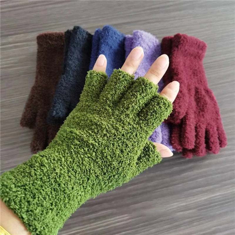 Knit Half-Finger Winter Gloves – Stay Warm, Stay in Control