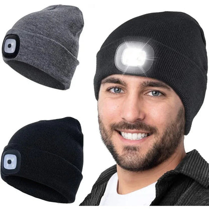 Rechargeable LED Beanie Hat – Hands-Free Light for Winter Nights