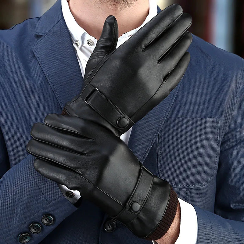 Men's Touchscreen Leather Winter Gloves – Warm, Sharp & Phone-Ready