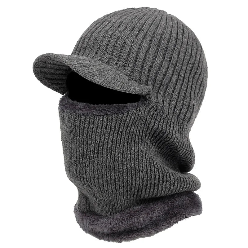 Knit Beanie Balaclava with Visor – Full Coverage Without the Bulk