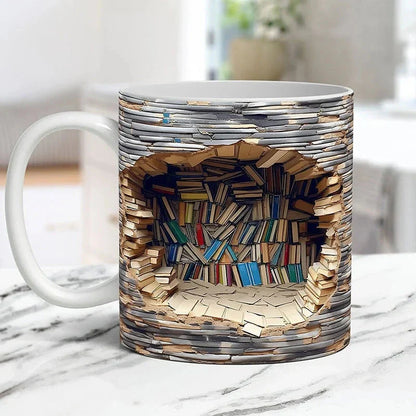 3D Bookshelf Coffee Mug – The Perfect Gift for Book Lovers