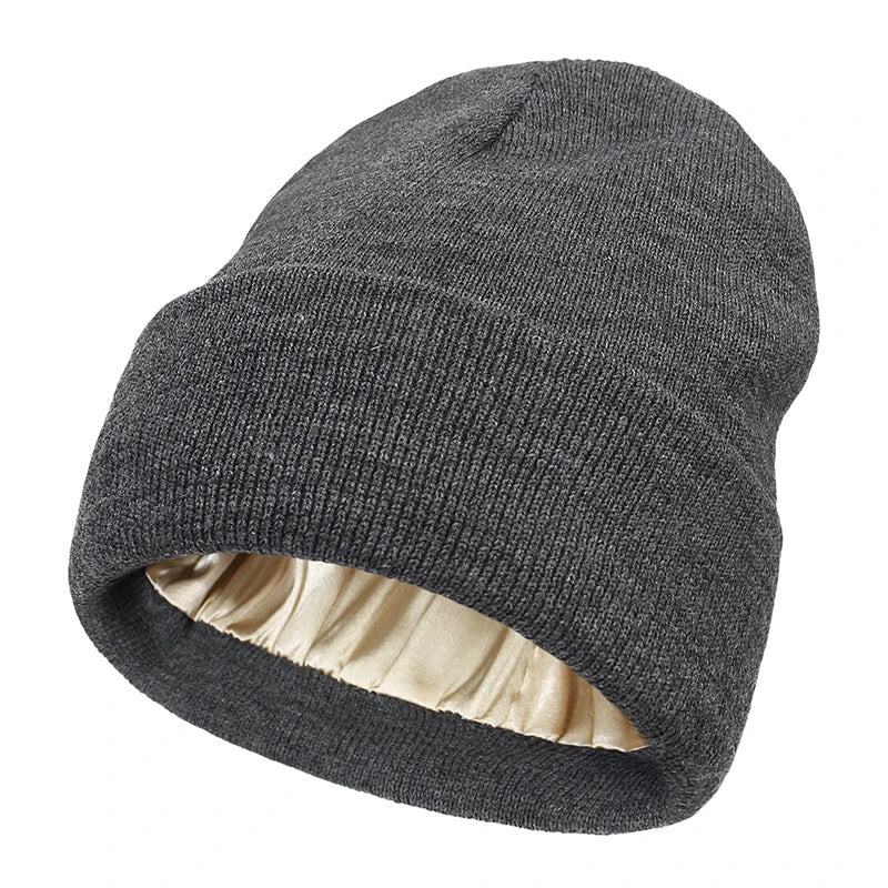 Satin Lined Hat Beanie Cap for Women – Warmth Without the Frizz