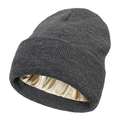 Satin Lined Hat Beanie Cap for Women – Warmth Without the Frizz