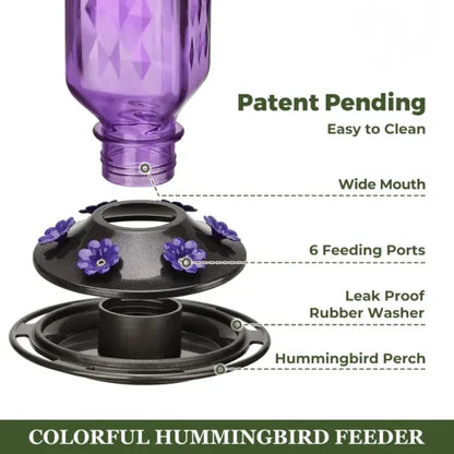24oz Leak-Proof Glass Hummingbird Feeder – More Visitors, Less Mess