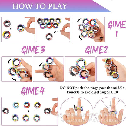 Magnetic Fidget Ring Set – Spin, Stack & De-Stress