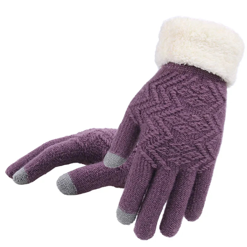 Plush Touch Screen Winter Gloves – Warm, Stylish & Phone-Friendly