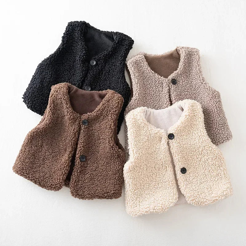 Kids Fluffy Lamb Wool Vest – Soft, Warm & Irresistibly Cosy