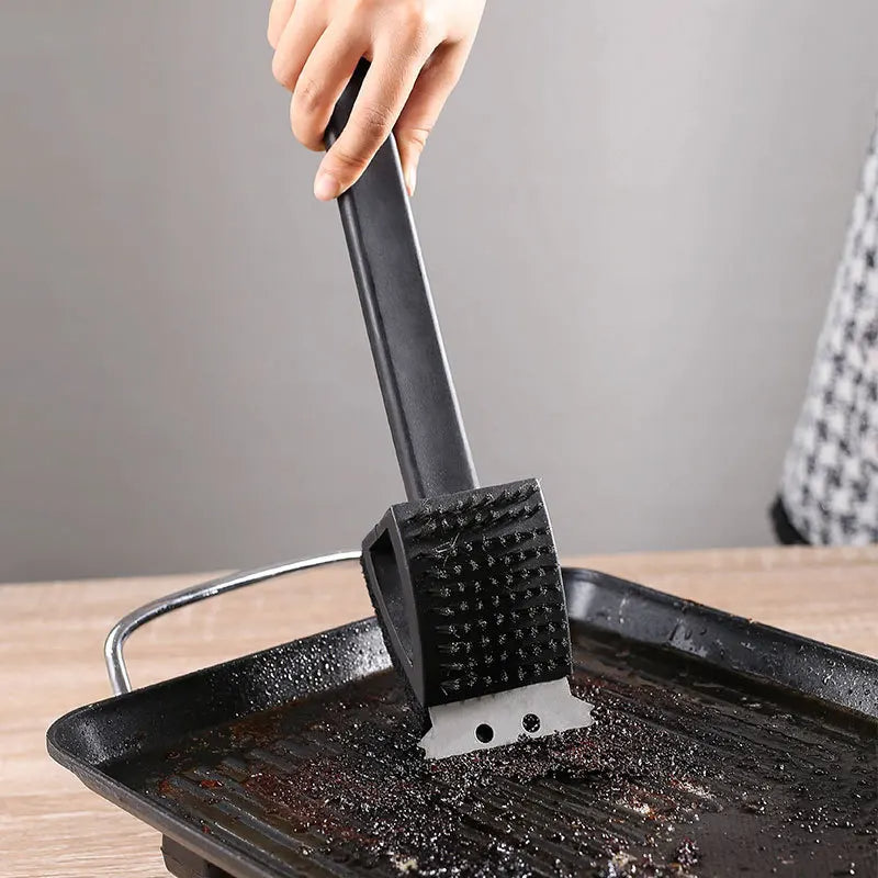 3-in-1 BBQ Grill Brush with Scraper & Sponge – Spotless Grates, Every Time