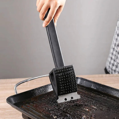 3-in-1 BBQ Grill Brush with Scraper & Sponge – Spotless Grates, Every Time
