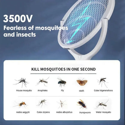 5-in-1 Fast-Charging Bug Zapper Racket – Swat Bugs, Skip the Chemicals