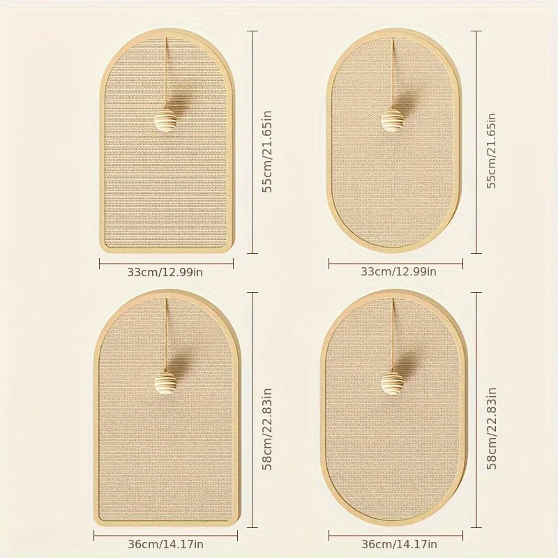 Wall-Mounted 3-in-1 Sisal Cat Scratch Pad – Scratch, Play & Stretch