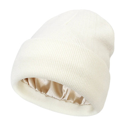Satin Lined Hat Beanie Cap for Women – Warmth Without the Frizz