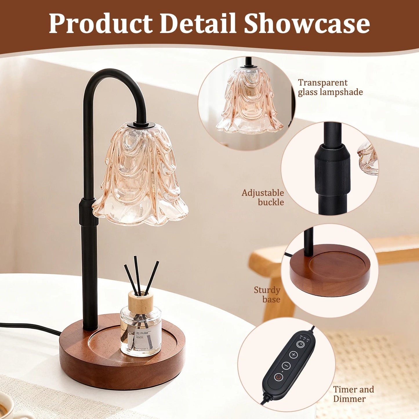 Dimmable Flower Candle Warmer Lamp – Fill Your Home With Scent & Light