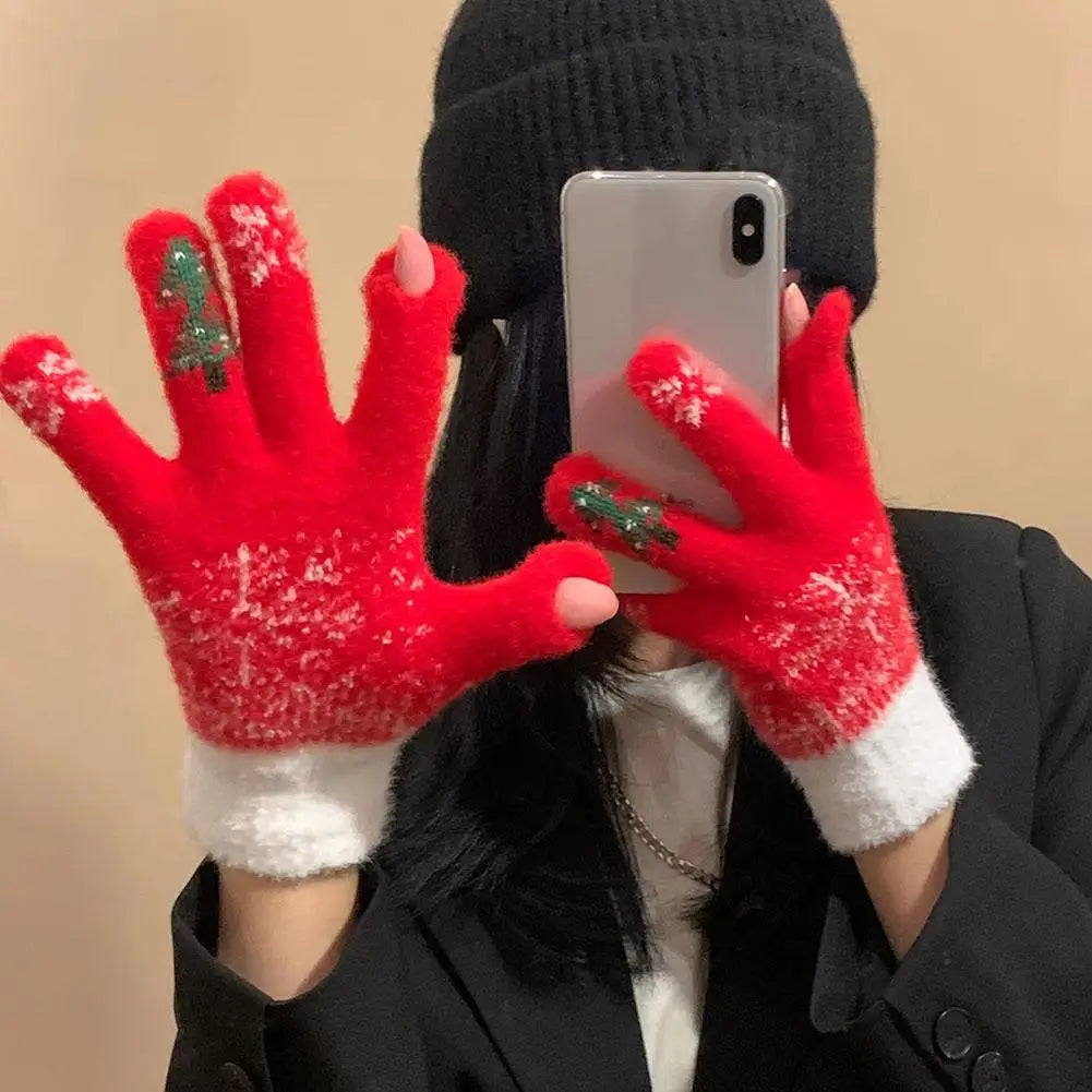 Festive Fleece-Lined Fingerless Gloves – Warm Hands, Free Fingers