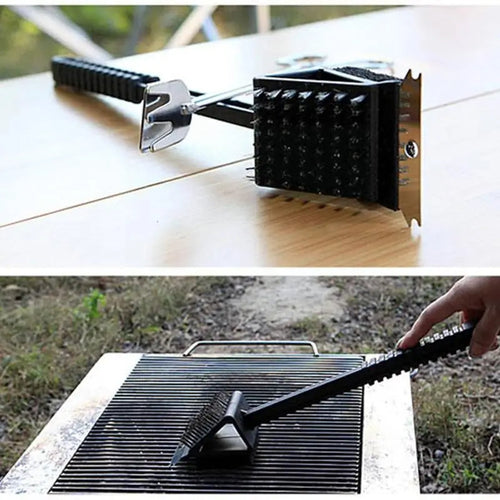 3-in-1 BBQ Grill Brush with Scraper & Sponge – Spotless Grates, Every Time