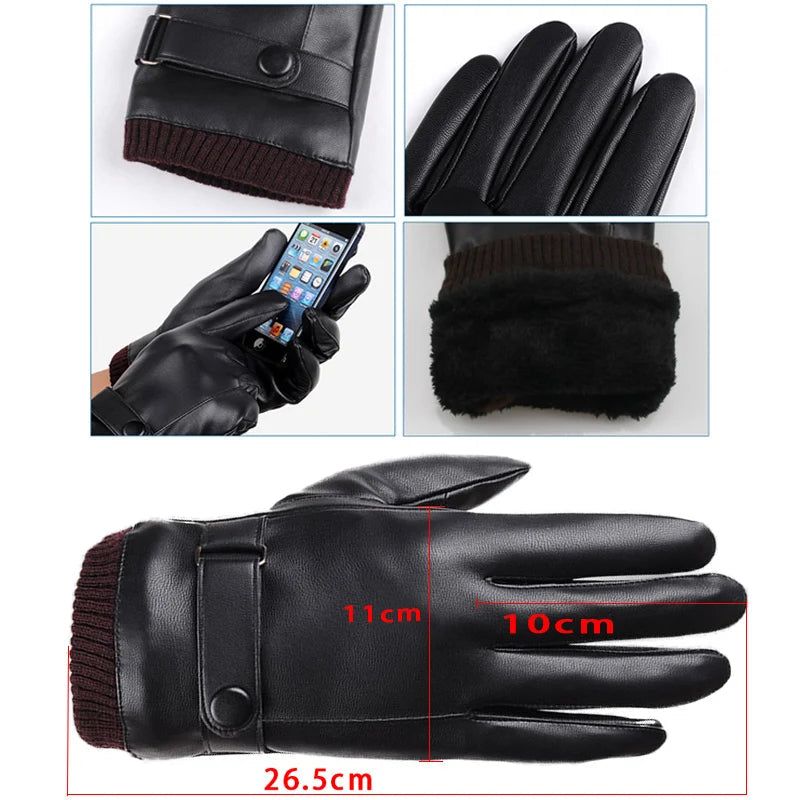 Men's Touchscreen Leather Winter Gloves – Warm, Sharp & Phone-Ready