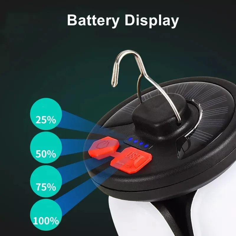 Solar & USB Folding Camping Lantern – Light Up Any Adventure