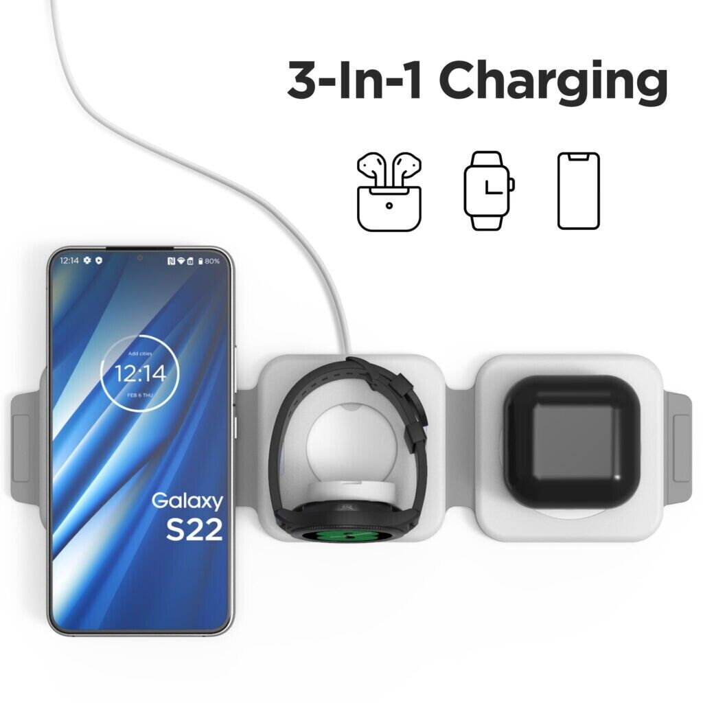 3-in-1 Foldable Wireless Travel Charger – Charge Phone, Watch & Buds Anywhere