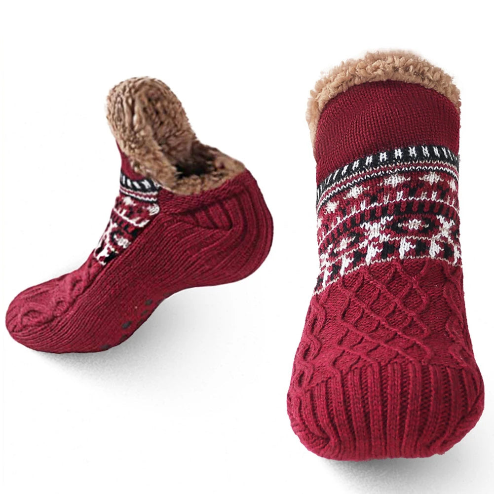 Knitted Slipper Socks with Fleece Lining – All-Day Cozy Feet