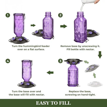 24oz Leak-Proof Glass Hummingbird Feeder – More Visitors, Less Mess