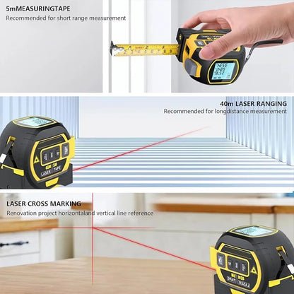 3-in-1 Laser Tape Measure (40/60M) – Long-Range Accuracy, Instant Results