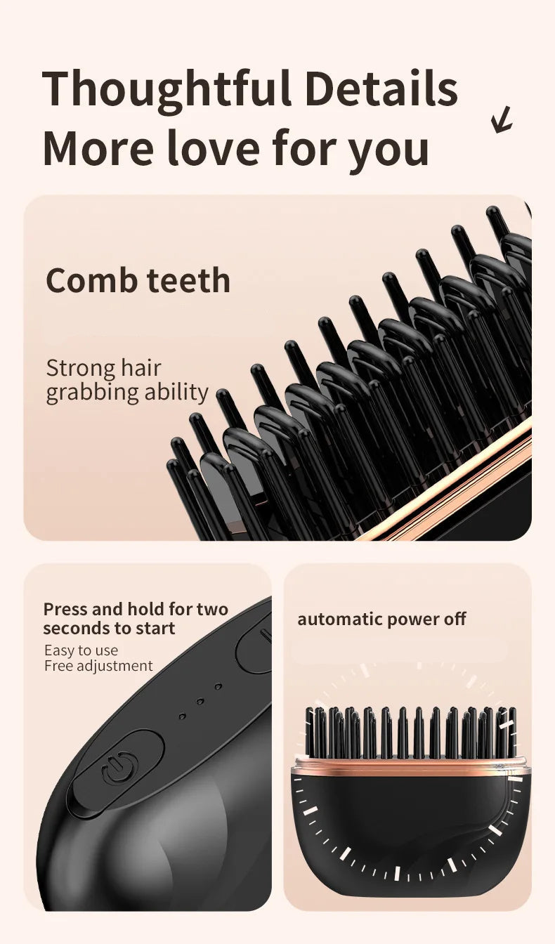 Cordless Ceramic Hair Straightener Comb – Style Your Hair Anywhere