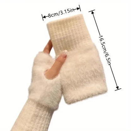 Plush Cozy Fingerless Gloves for Women – Warmth with Elegance