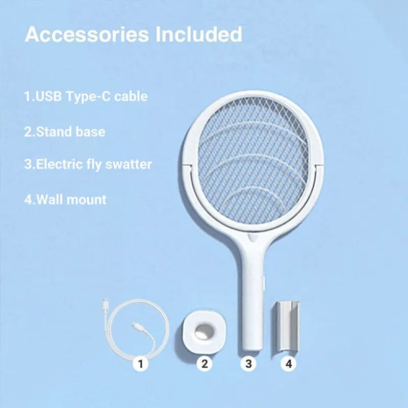 5-in-1 Fast-Charging Bug Zapper Racket – Swat Bugs, Skip the Chemicals
