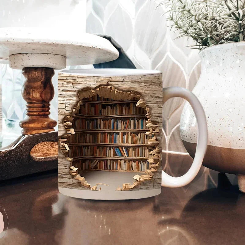 3D Bookshelf Coffee Mug – The Perfect Gift for Book Lovers