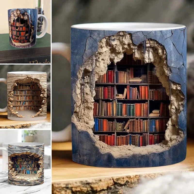 3D Bookshelf Coffee Mug – The Perfect Gift for Book Lovers