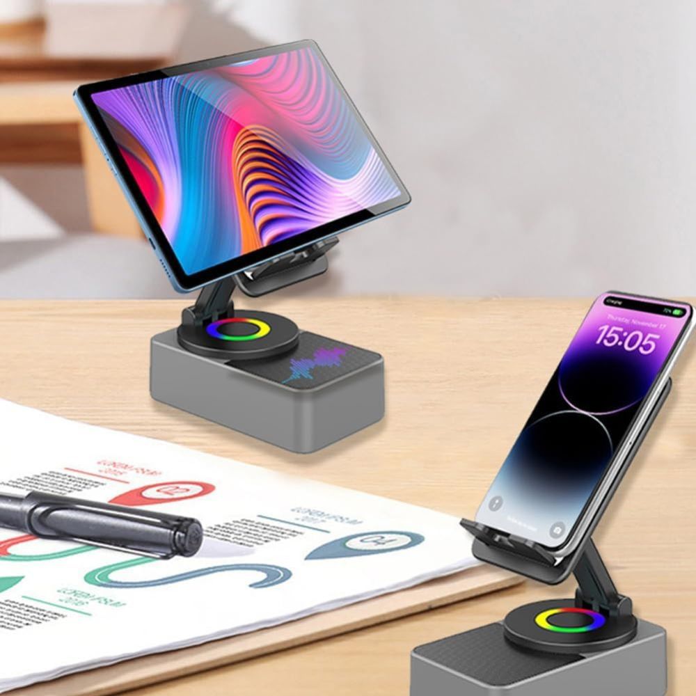 4-in-1 Phone Stand with Bluetooth Speaker – Hands-Free Viewing, Bigger Sound