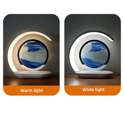 3D Sand Art Table Lamp with Wireless Charger – Ambient Light, Built-In Charging