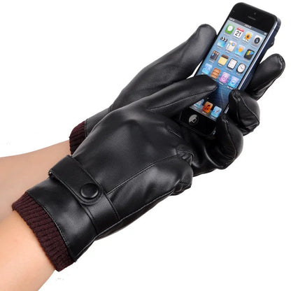 Men's Touchscreen Leather Winter Gloves – Warm, Sharp & Phone-Ready
