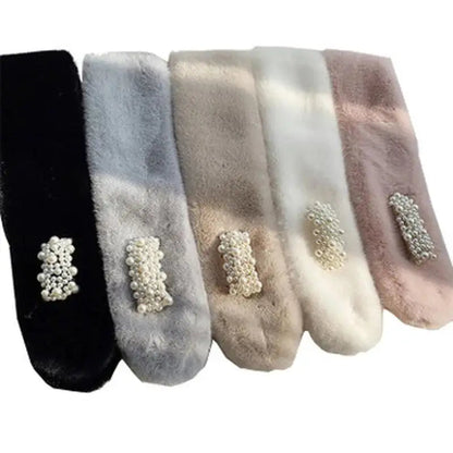 Faux Fur Pearl Winter Scarf – Luxurious Warmth, Effortless Elegance