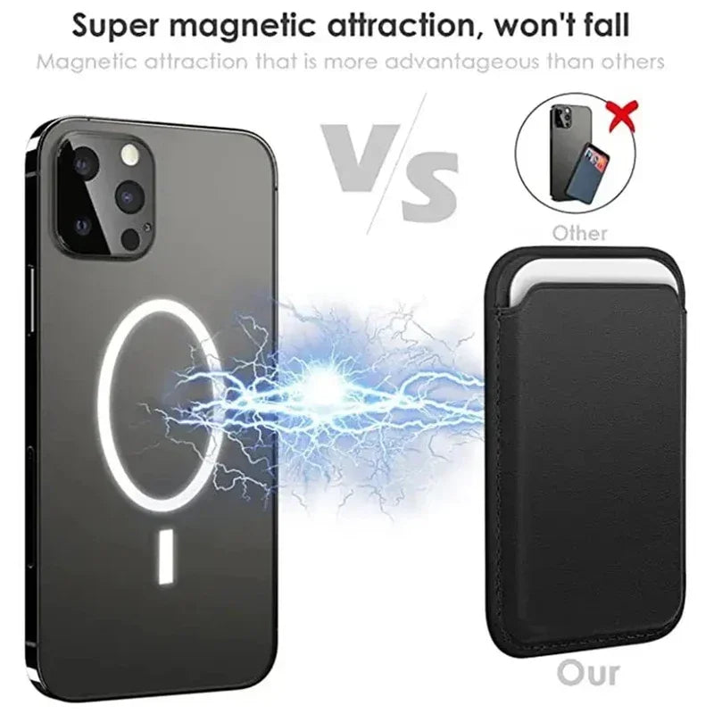 Magnetic Leather Card Wallet for iPhone – Slim, Stylish & Always Ready