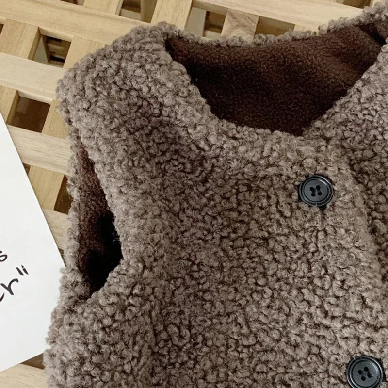 Kids Fluffy Lamb Wool Vest – Soft, Warm & Irresistibly Cosy