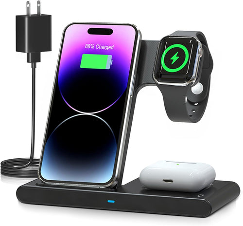 3-in-1 Wireless Fast Charger Stand – Power iPhone, Watch & AirPods Together