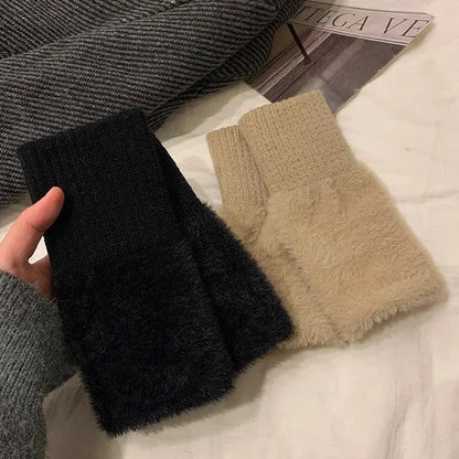 Plush Cozy Fingerless Gloves for Women – Warmth with Elegance