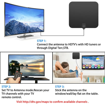 300-Mile Amplified Indoor HDTV Antenna – Free HD Channels, No Cable