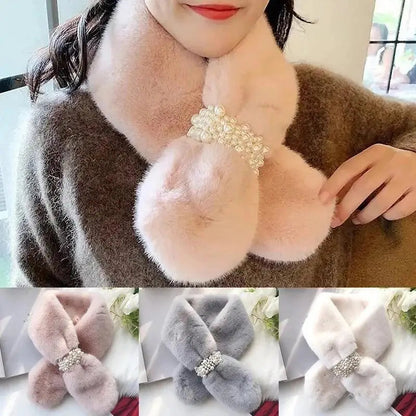 Faux Fur Pearl Winter Scarf – Luxurious Warmth, Effortless Elegance