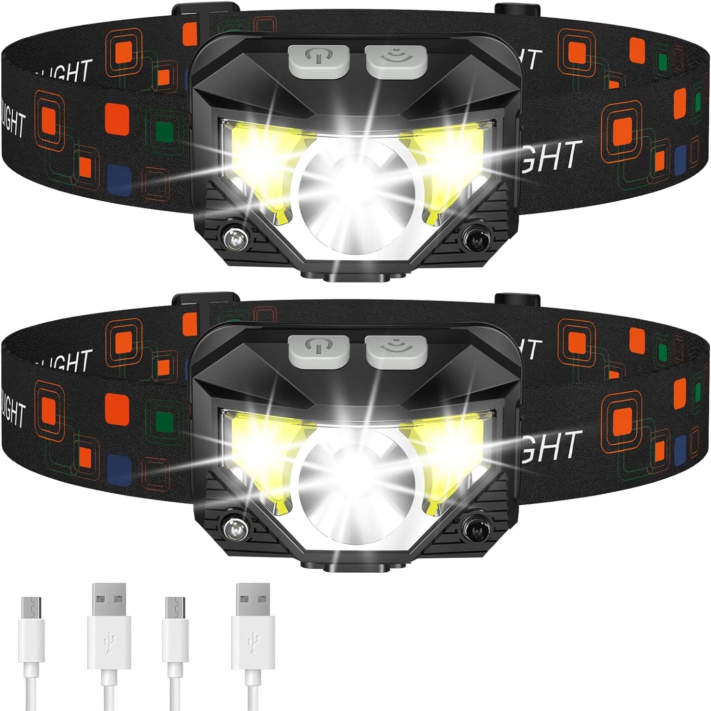 2-Pack Ultra-Bright LED Headlamps – Hands-Free Light, Rain or Dark