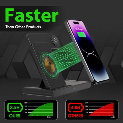 3-in-1 Wireless Fast Charger Stand – Power iPhone, Watch & AirPods Together